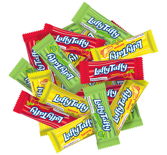 Laffy Taffy pieces scattered in a pile